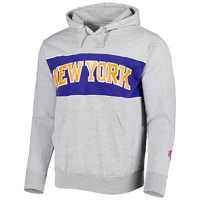 Men's Fanatics Branded Heather Gray New York Knicks Wordmark French Terry Pullover Hoodie