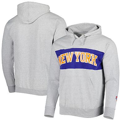 Men's Fanatics Branded Heather Gray New York Knicks Wordmark French Terry Pullover Hoodie