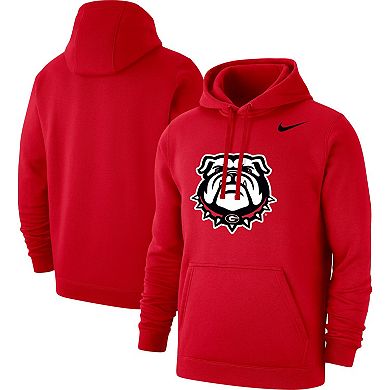 Men's Nike Red Georgia Bulldogs Logo Club Pullover Hoodie
