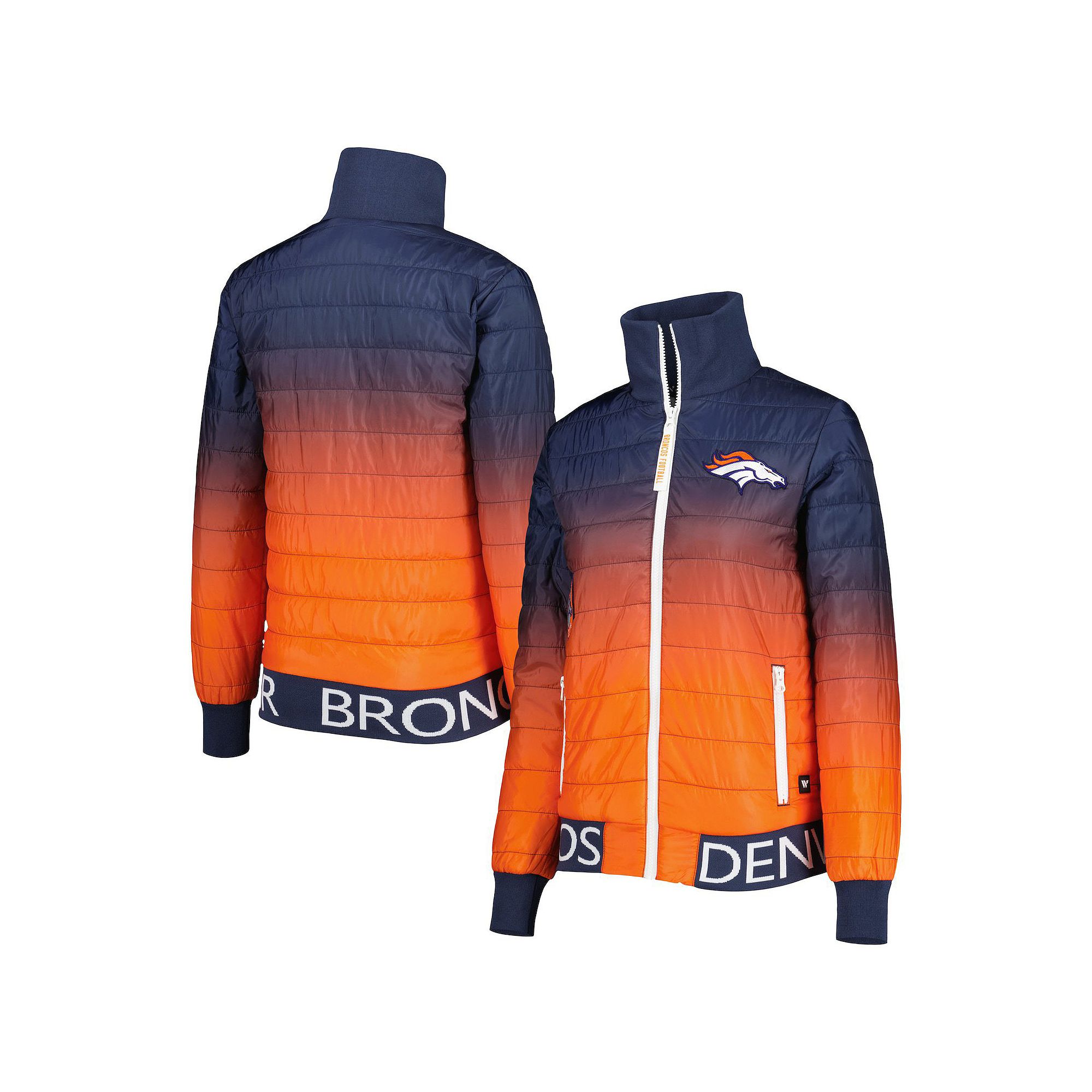Womens The Wild Collective Navy/Orange Denver Broncos Color Block Full-Zip