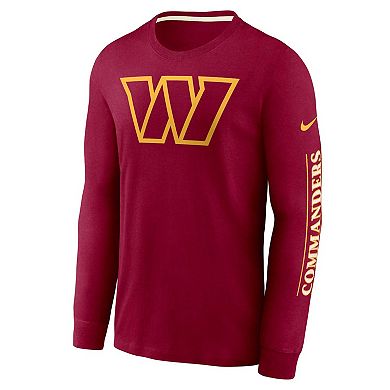Men's Nike Burgundy Washington Commanders Fashion Tri-Blend Long Sleeve T-Shirt
