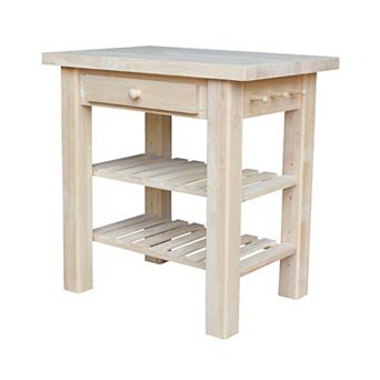International Concepts Unfinished Wood Kitchen Island