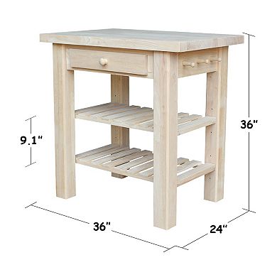 International Concepts Unfinished Wood Kitchen Island