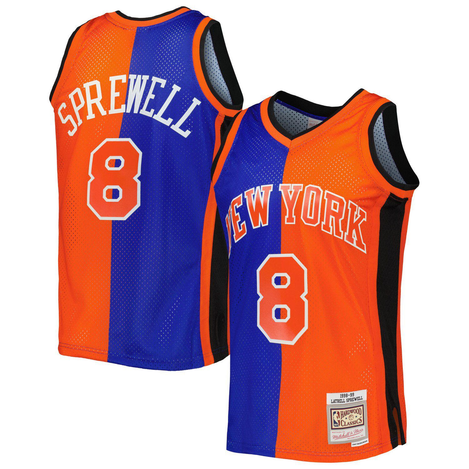 Lids Patrick Ewing New York Knicks Mitchell & Ness Hardwood Classics  1991-92 Split Swingman Jersey - Blue/Orange