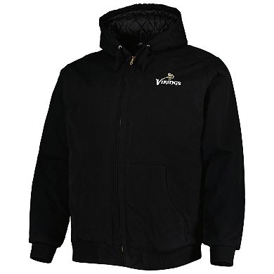 Men's Dunbrooke Black Minnesota Vikings Big & Tall Dakota Canvas Hoodie Full-Zip Jacket