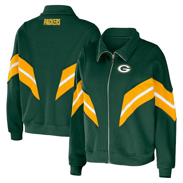 Women's WEAR by Erin Andrews Green Green Bay Packers Plus Size Yarn Dye  Stripe Full-Zip Jacket