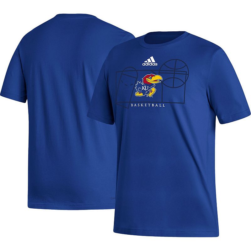 Mens adidas Royal Kansas Jayhawks Basketball Court Fresh T-Shirt, Size: Me