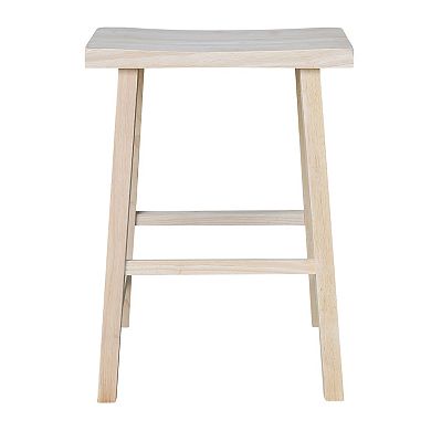 International Concepts Solid Wood Saddle Seat Counter Stool