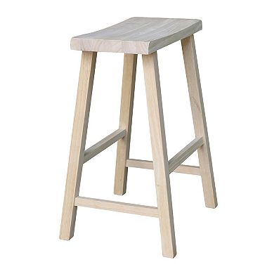 International Concepts Solid Wood Saddle Seat Counter Stool
