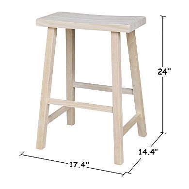 International Concepts Solid Wood Saddle Seat Counter Stool