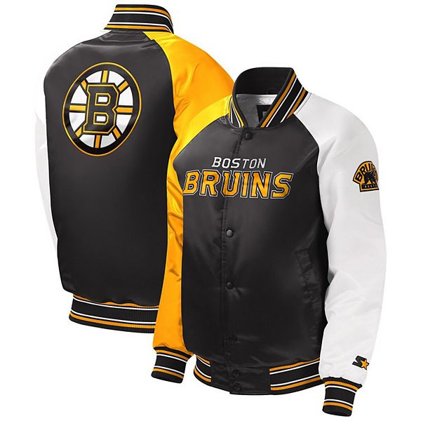 Men's Starter Black/Gold Boston Bruins Playoffs Color Block Full-Zip