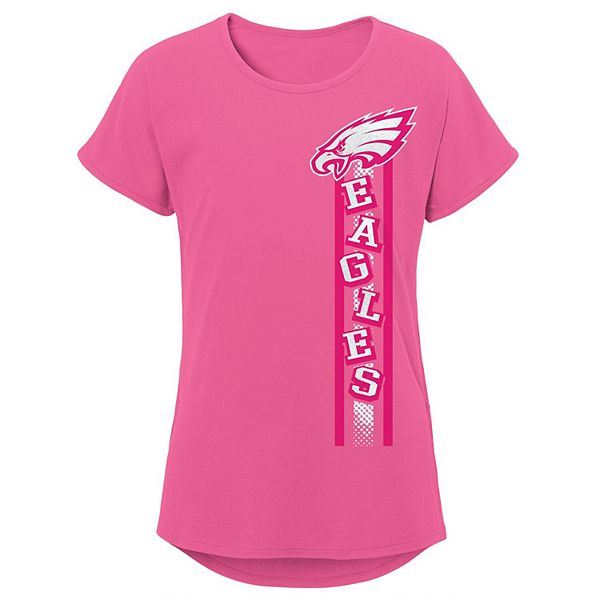 Girls Youth Pink Philadelphia Eagles Fair Catch Dolman T-Shirt