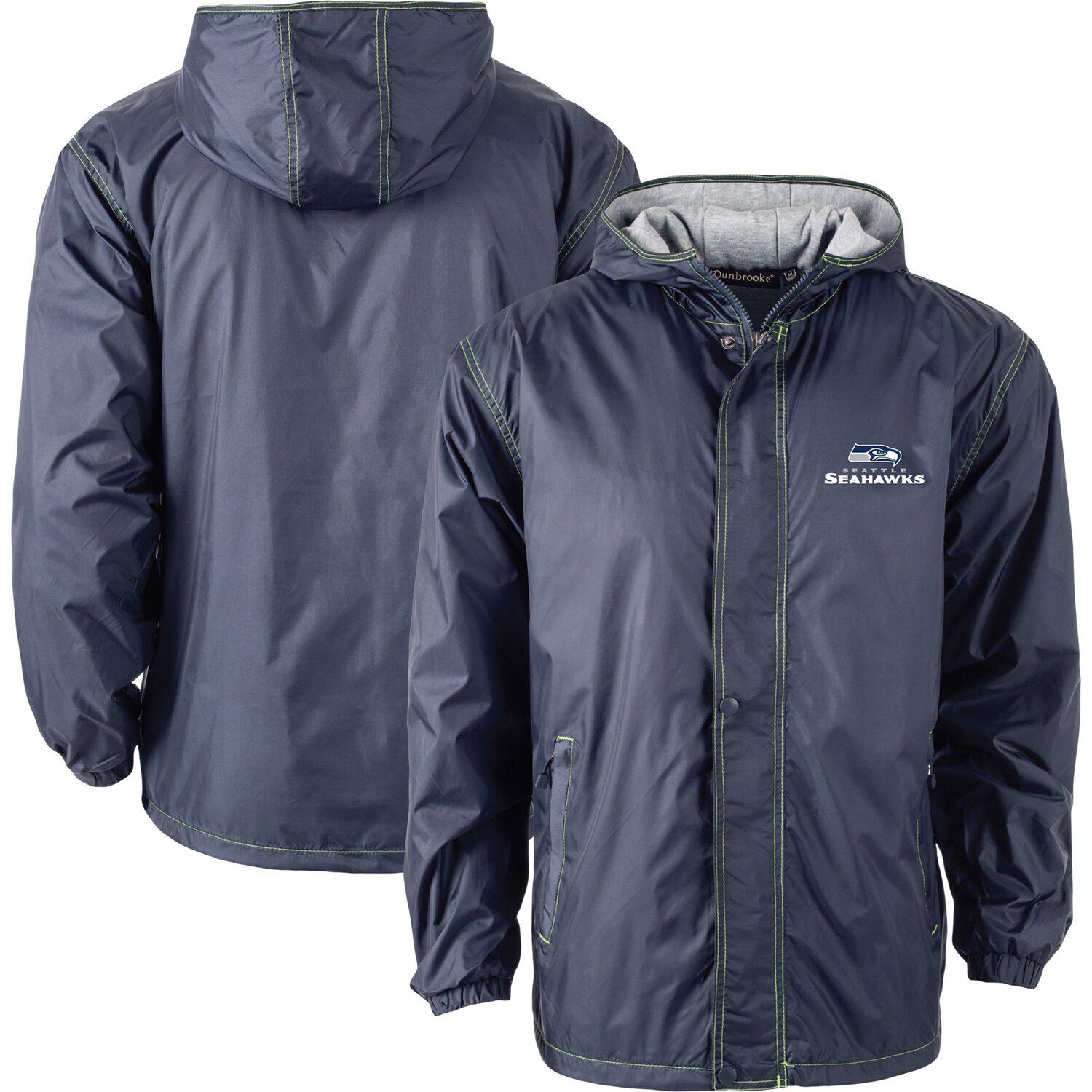 Men's Dunbrooke College Navy Seattle Seahawks Hurricane Raglan Full-Zip Windbreaker Jacket Size: Large