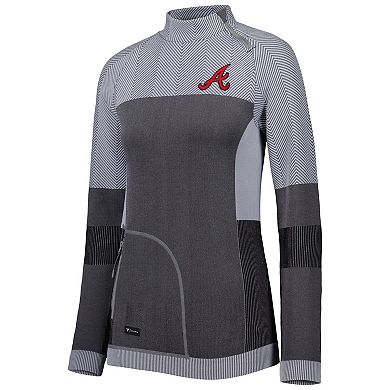 Women's Levelwear Charcoal Atlanta Braves Verse Asymmetrical Raglan Tri-Blend Quarter-Zip Jacket