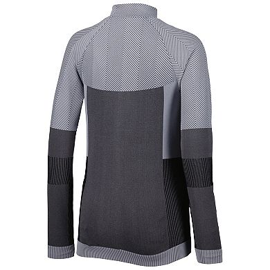Women's Levelwear Charcoal Atlanta Braves Verse Asymmetrical Raglan Tri-Blend Quarter-Zip Jacket
