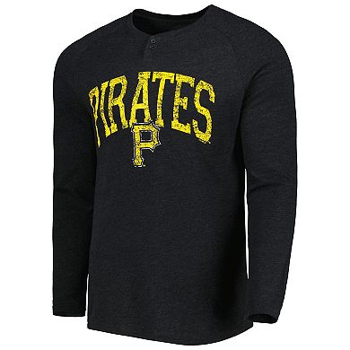 Men's Concepts Sport Black Pittsburgh Pirates Inertia Raglan Long Sleeve Henley T-Shirt