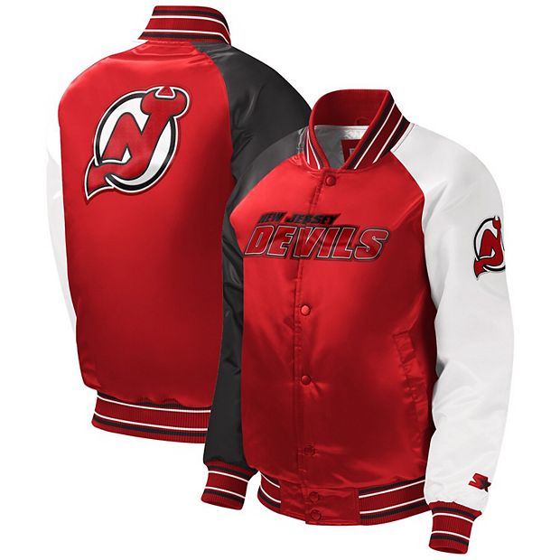 Youth Starter Red New Jersey Devils Raglan Full-Snap Varsity Jacket