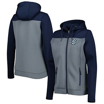 Women's Antigua Deep Sea Blue/Gray Seattle Kraken Protect Full-Zip Jacket
