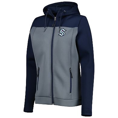 Women's Antigua Deep Sea Blue/Gray Seattle Kraken Protect Full-Zip Jacket