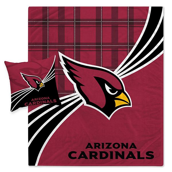 Arizona Cardinals Plaid Wave Flannel Fleece Blanket & Pillow Combo Set