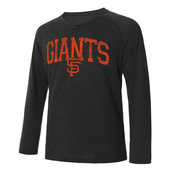 Men's Concepts Sport Black San Francisco Giants Inertia Raglan Long Sleeve Henley T-Shirt