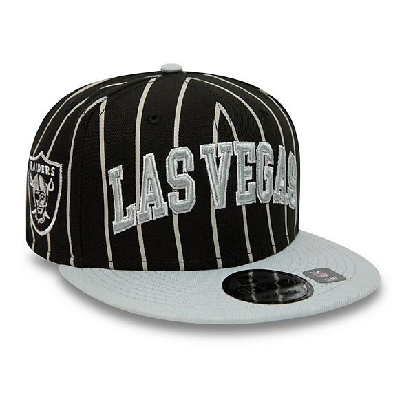 Men's New Era Black/Gray Las Vegas Raiders Pinstripe City Arch 9FIFTY  Snapback Hat