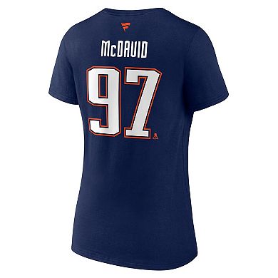 Women's Fanatics Branded Connor McDavid Navy Edmonton Oilers Special Edition 2.0 Name & Number V-Neck T-Shirt