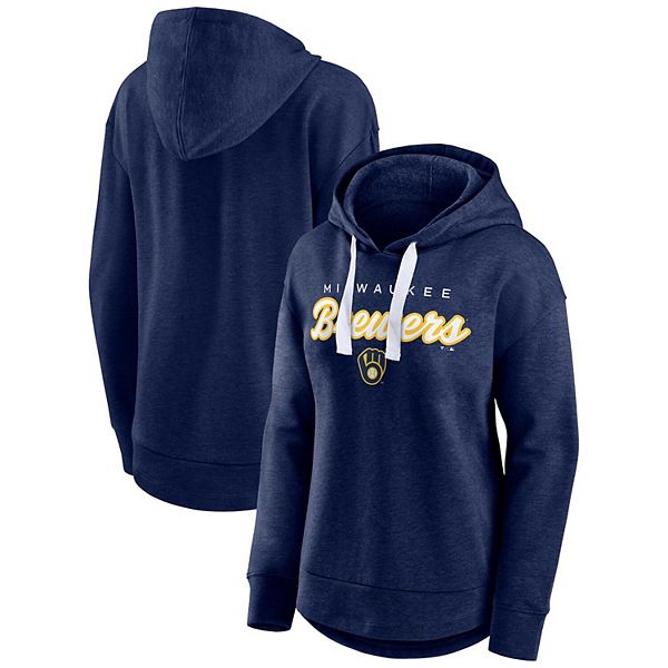 Women's Fanatics Branded Heathered Navy Milwaukee Brewers Set to Fly Pullover  Hoodie