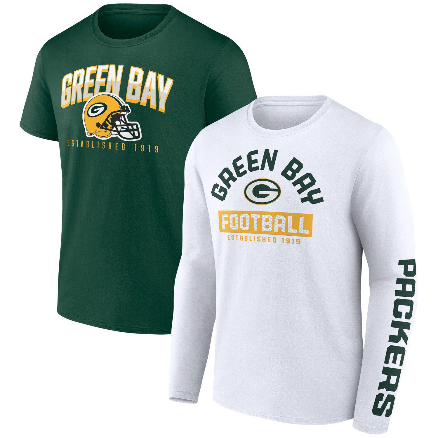 Women's Fanatics Branded Green Bay Packers Wordmark Long Sleeve V-Neck T-Shirt Size: Medium