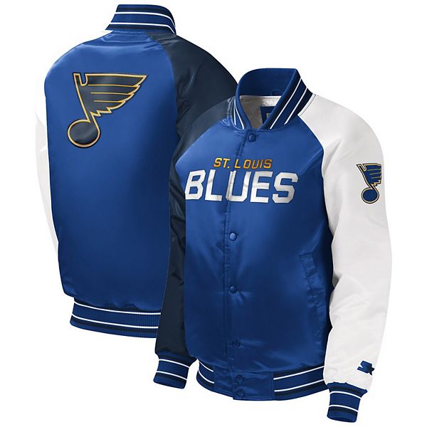 Youth Starter Blue St. Louis Blues Raglan Full-Snap Varsity Jacket