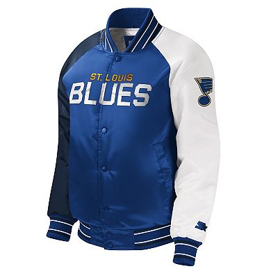 Youth Starter Blue St. Louis Blues Raglan Full-Snap Varsity Jacket