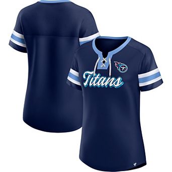 Women's Fanatics Branded Navy Tennessee Titans Original State Lace-Up T-Shirt