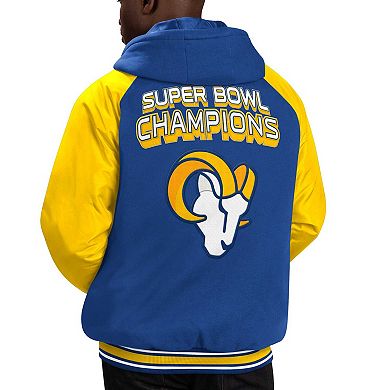 Men's G-III Sports by Carl Banks Royal Los Angeles Rams Defender Raglan Full-Zip Hoodie Varsity Jacket