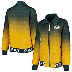 Women's Green Bay Packers WEAR by Erin Andrews Gold Vintage Throwback  Windbreaker Full-Zip Jacket