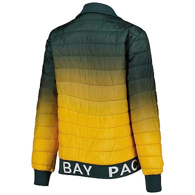 Women's The Wild Collective Green/Gold Green Bay Packers Color Block Full-Zip Puffer Jacket