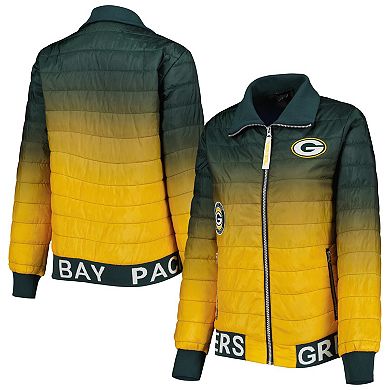 Women's The Wild Collective Green/Gold Green Bay Packers Color Block Full-Zip Puffer Jacket