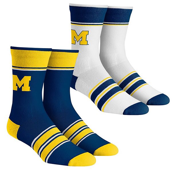 Unisex Rock Em Socks Michigan Wolverines MultiStripe 2Pack Team Crew