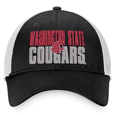Men's Top of the World Black/White Washington State Cougars Stockpile Trucker Snapback Hat