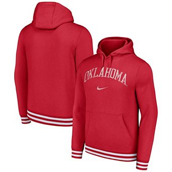 Men's Nike Crimson Oklahoma Sooners DistressedÂ Sketch Retro Fitted Pullover Hoodie