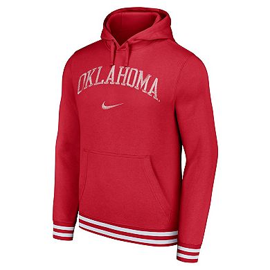 Men's Nike Crimson Oklahoma Sooners DistressedÂ Sketch Retro Fitted Pullover Hoodie