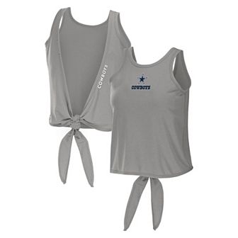 Women's WEAR by Erin Andrews Gray Dallas Cowboys Open Back Twist Tie Tank Top
