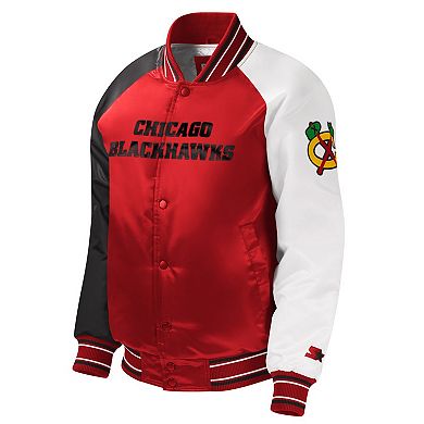 Youth Starter Red Chicago Blackhawks Raglan Full-Snap Varsity Jacket