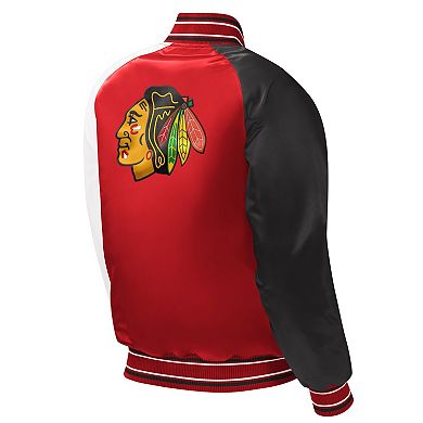 Youth Starter Red Chicago Blackhawks Raglan Full-Snap Varsity Jacket