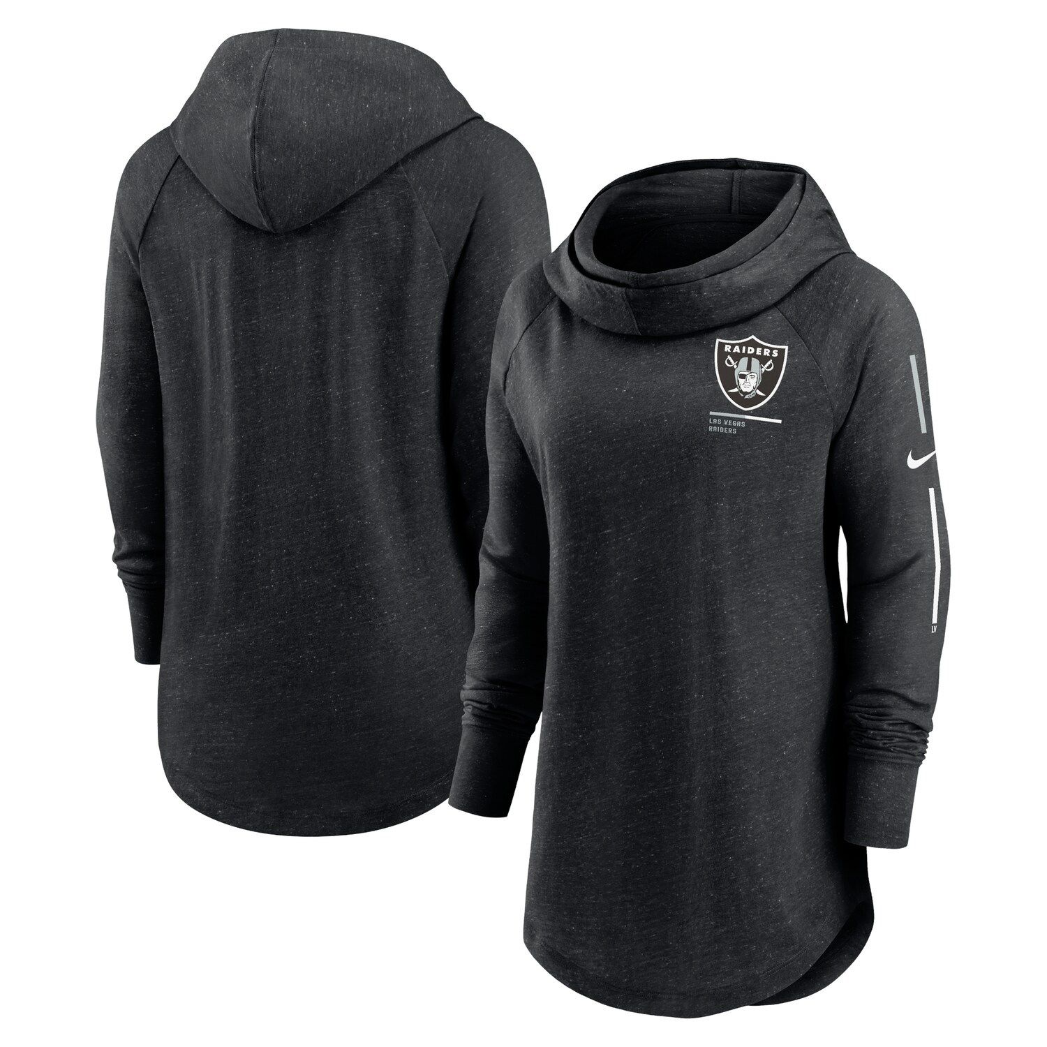 Women's Nike Heather Charcoal San Francisco 49ers Raglan Funnel Neck Pullover Hoodie Size: Small