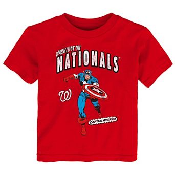 Toddler Red Washington Nationals Team Captain America Marvel T-Shirt