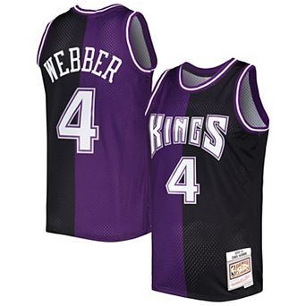 Men's Mitchell & Ness Chris Webber Purple/Black Sacramento Kings Hardwood Classics 2000-01 Split Swingman Jersey