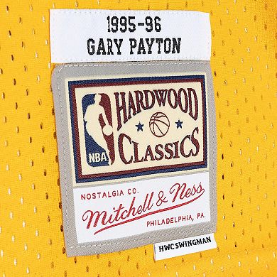 Men's Mitchell & Ness Gary Payton Green/Gold Seattle SuperSonics Hardwood Classics 1995-96 Split Swingman Jersey
