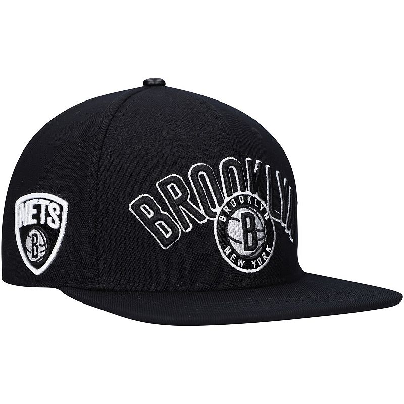Mens Pro Standard Black Brooklyn Nets Wordmark Logo Snapback Hat