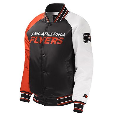 Youth Starter Black Philadelphia Flyers Raglan Full-Snap Varsity Jacket