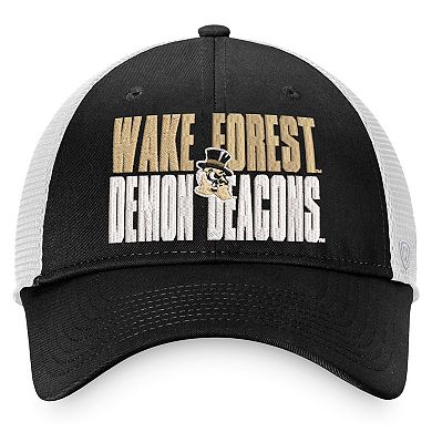 Men's Top of the World Black/White Wake Forest Demon Deacons Stockpile Trucker Snapback Hat